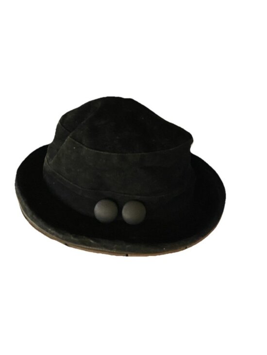 Vintage Betmar Hat Black Cloche Felt Velvet Black Buttons Leather Brim main image 8